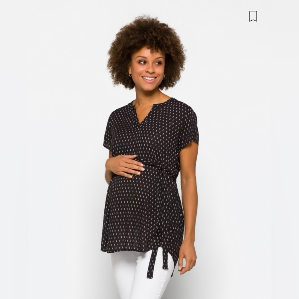 Segura Short Sleeve Tie Waist Maternity Blouse